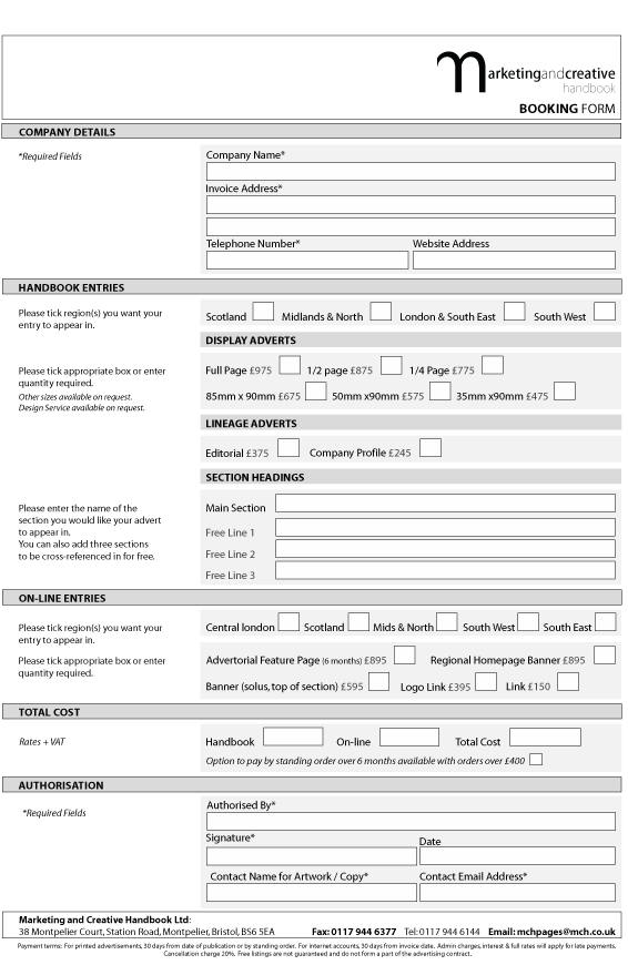 MCH Booking Form